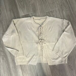 Cream Tie-Front Women's Sweater